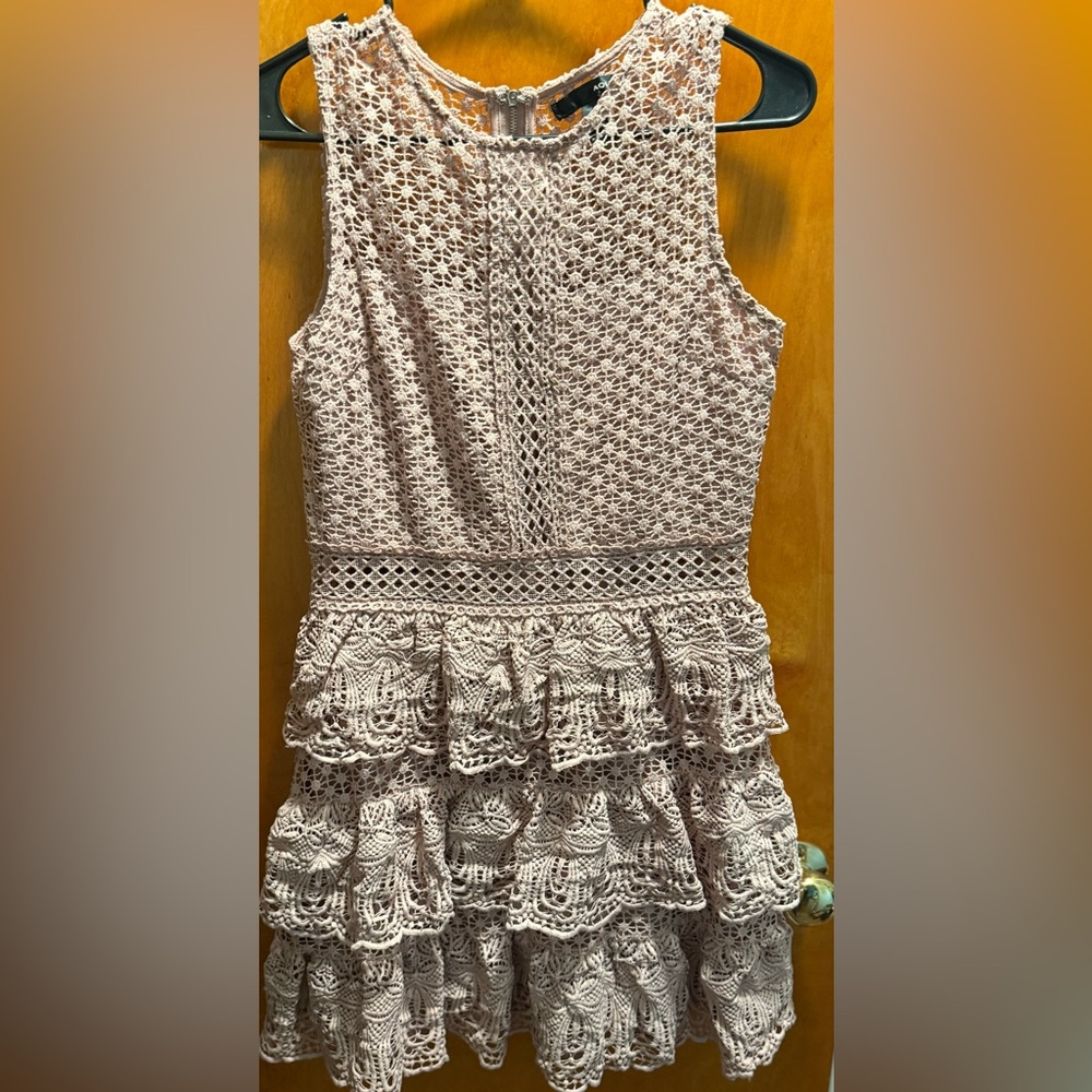 Lace Sleeveless Dress with Ruffle Skirt